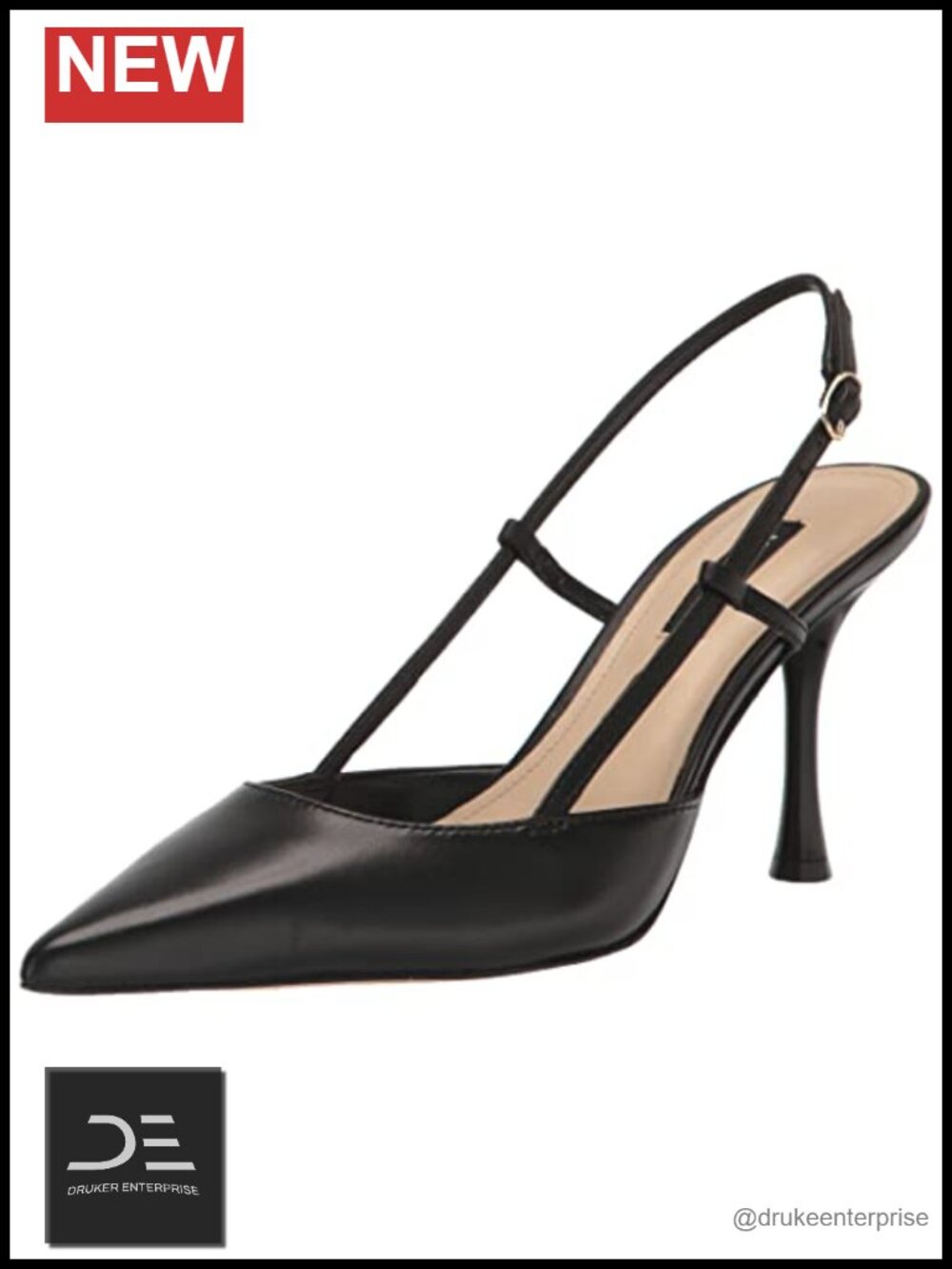Nine West Peni Heels Faux Leather Stiletto Pumps Slingback Pointed Toe